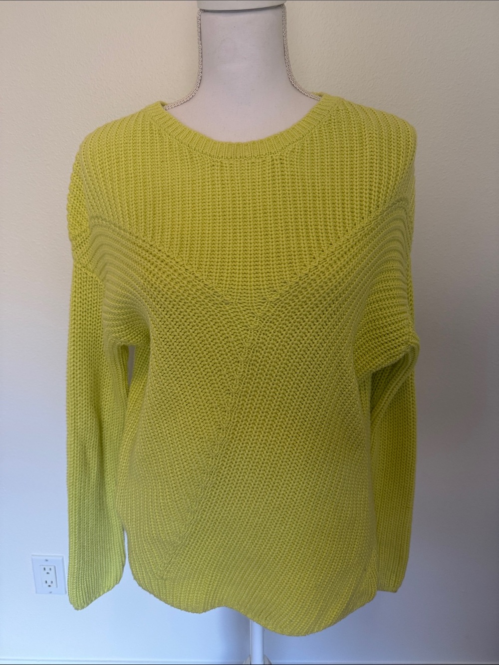 Rachel Zoe Neon Lime Crewneck Knit Sweater